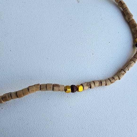 VTG Natural Brown Wooden Beads Boho Necklace 30" - Picture 3 of 8